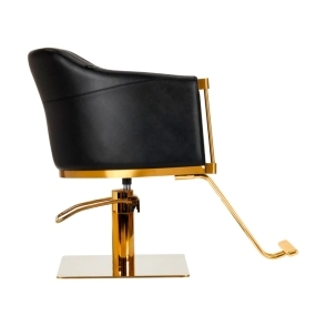 SILL&Oacute;N DE PELUQUER&Iacute;A PRESTON TAPIZADO NEGRO BASE DORADA