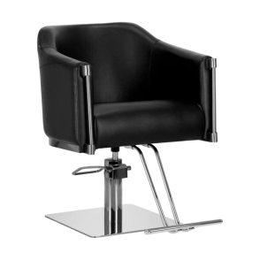 SILL&Oacute;N DE PELUQUER&Iacute;A PRESTON TAPIZADO NEGRO BASE PLATEADA