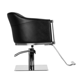 SILL&Oacute;N DE PELUQUER&Iacute;A PRESTON TAPIZADO NEGRO BASE PLATEADA