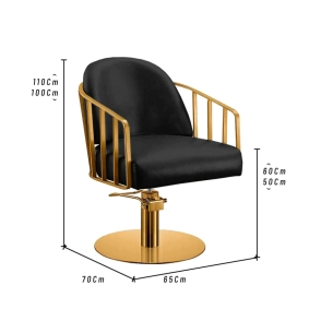 SILL&Oacute;N DE PELUQUER&Iacute;A LEEDS TAPIZADO NEGRO BASE DORADA