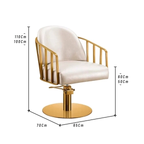 SILL&Oacute;N DE PELUQUER&Iacute;A LEEDS TAPIZADO BLANCO BASE DORADA