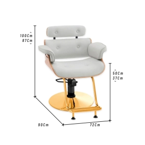 SILL&Oacute;N DE PELUQUER&Iacute;A STAMFORD BASE DORADA TAPIZADO BLANCO