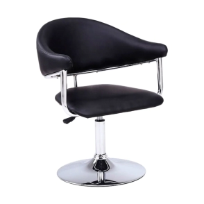 SILL&Oacute;N DE PELUQUER&Iacute;A IDAHO BASE PLATEADA TAPIZADO NEGRO