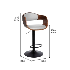 TABURETE PROFESIONAL BRISTOL BASE PLATEADA TAPIZADO BLANCO