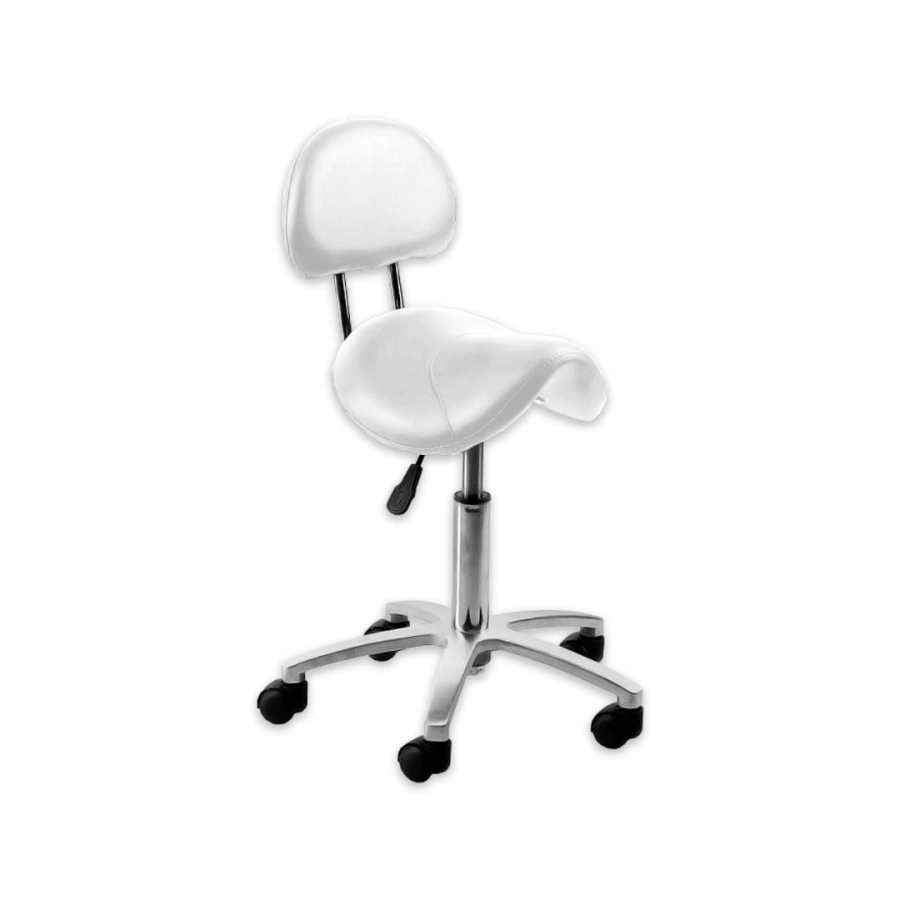 TABURETE BASE CROMADA CON ARO Y RESPALDO MONTANA BLANCO