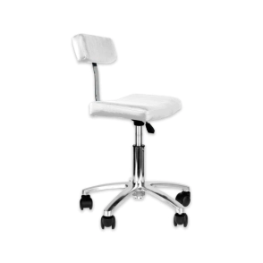 TABURETE BASE CROMADA Y RESPALDO DAKOTA BLANCO