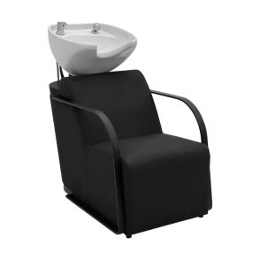 LAVACABEZAS PAR&Iacute;S TAPIZADO NEGRO BACHA CERAMICA BLANCA