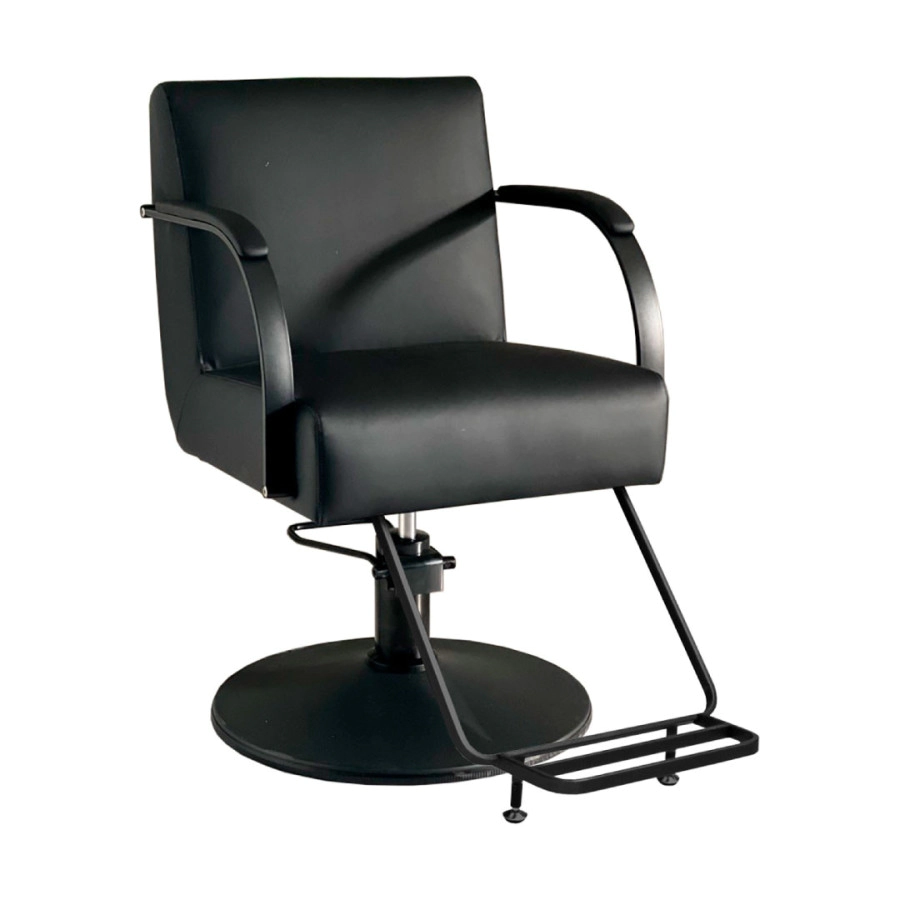 SILLA DE PELUQUERIA TOSCANA BASE NEGRA TAPIZADO NEGRO