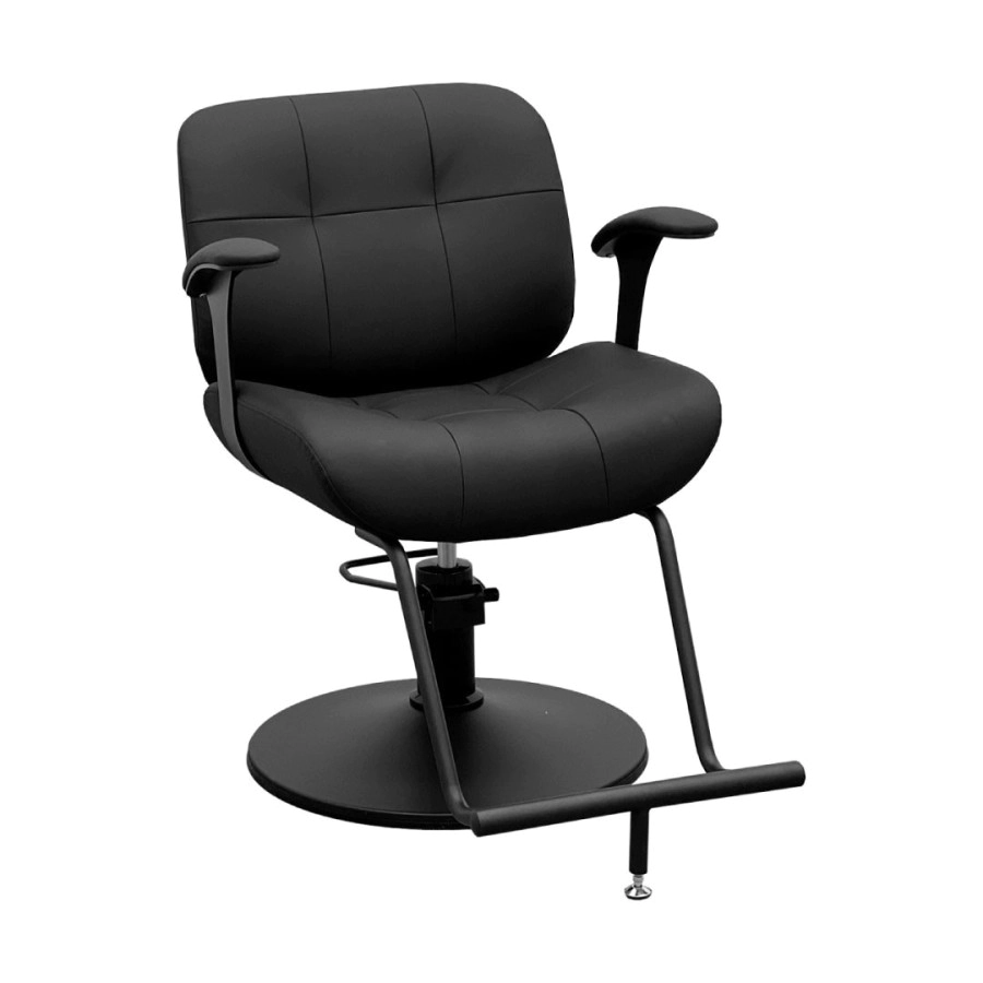 SILLA DE PELUQUERIA ESTAMBUL BASE NEGRA TAPIZADO NEGRO