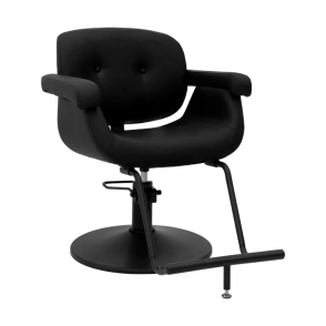 SILLA DE PELUQUERIA MOSC&Uacute; BASE NEGRA TAPIZADO NEGRO