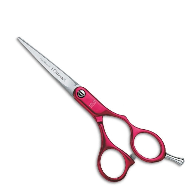 3 CLAVELES TIJERA FILO DE NAVAJA DURALUMINIO ROJA 6.5"