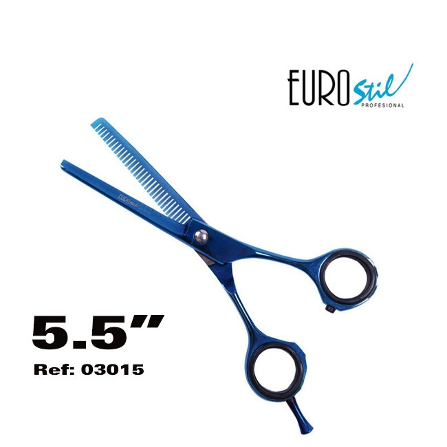 EURO STIL TIJERA DE PULIR TITANIO AZUL 5.5 REF 03015
